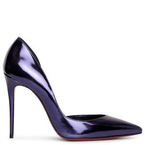 Christian Louboutin Blue Purple Iriza 100 Patent Metallic Pointed Toes Pumps